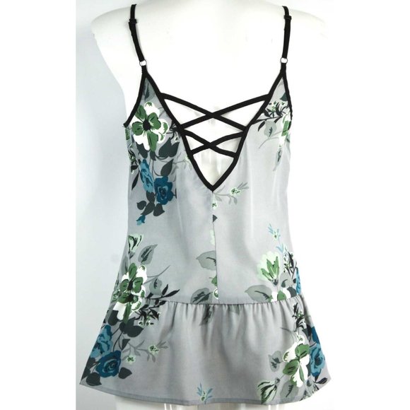 FULL TILT Top Size MEDIUM Floral V-Back Peplum Cami Tank TILLY'S NWT - Picture 2 of 3